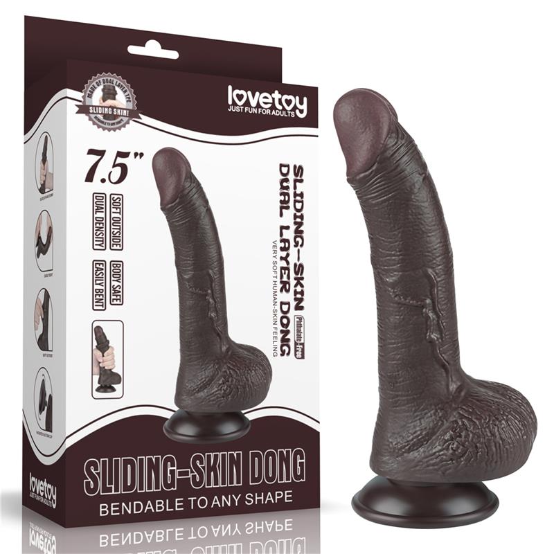 Dildo Dual Layer Piel Deslizante Retractil 75