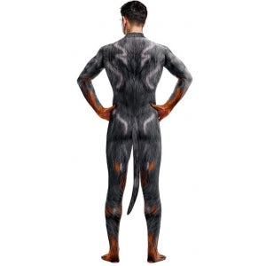 Sexy Hombre Lobo Cosplay Jumpsuit Negro-Fuego