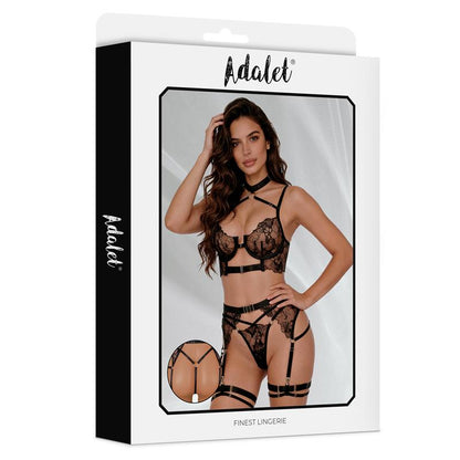 Hyacinth Set Sujetador Tanga y Liguero Negro