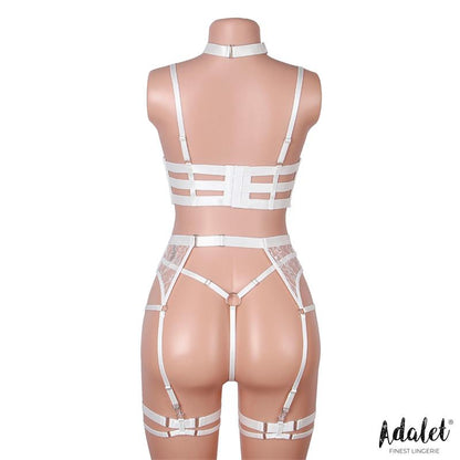 Hyacinth Set Sujetador Tanga y Liguero Blanco