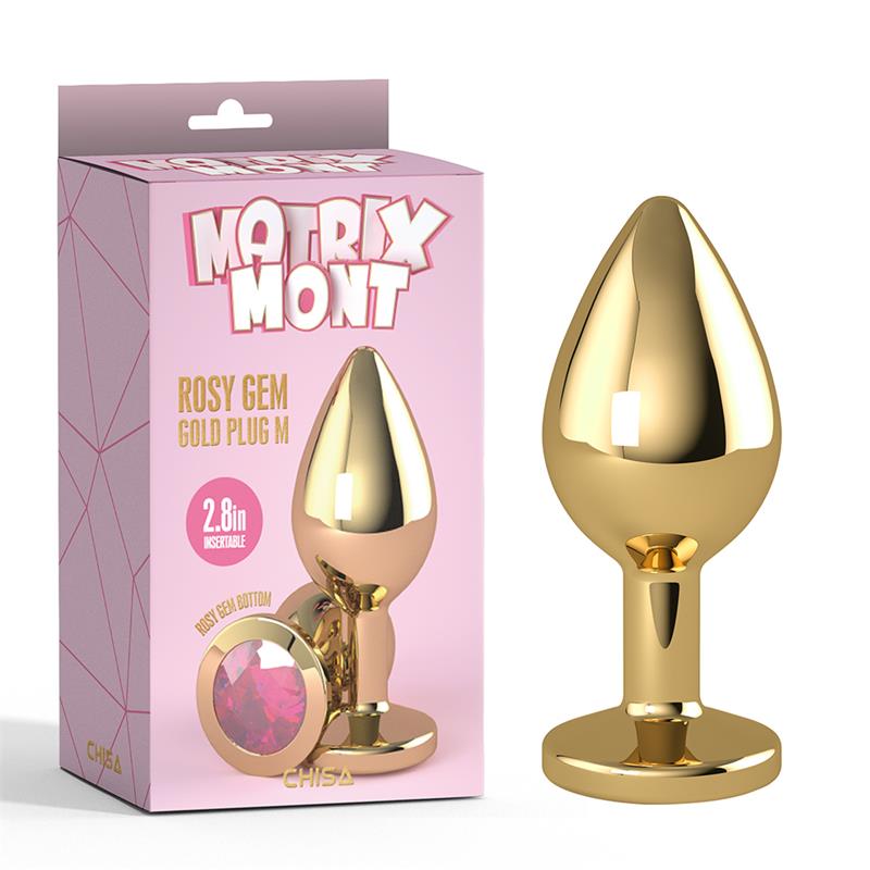 Rosy Gem Plug Anal Dorado con Joya Talla M