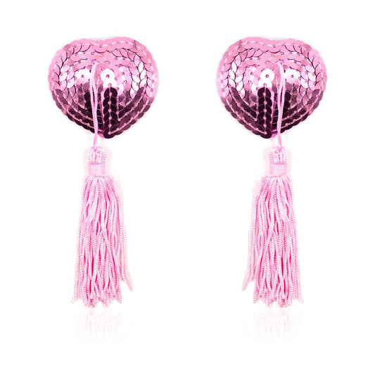 Pezoneras Autoadhesivas Forma de Corazon con Lentejuelas Rosa