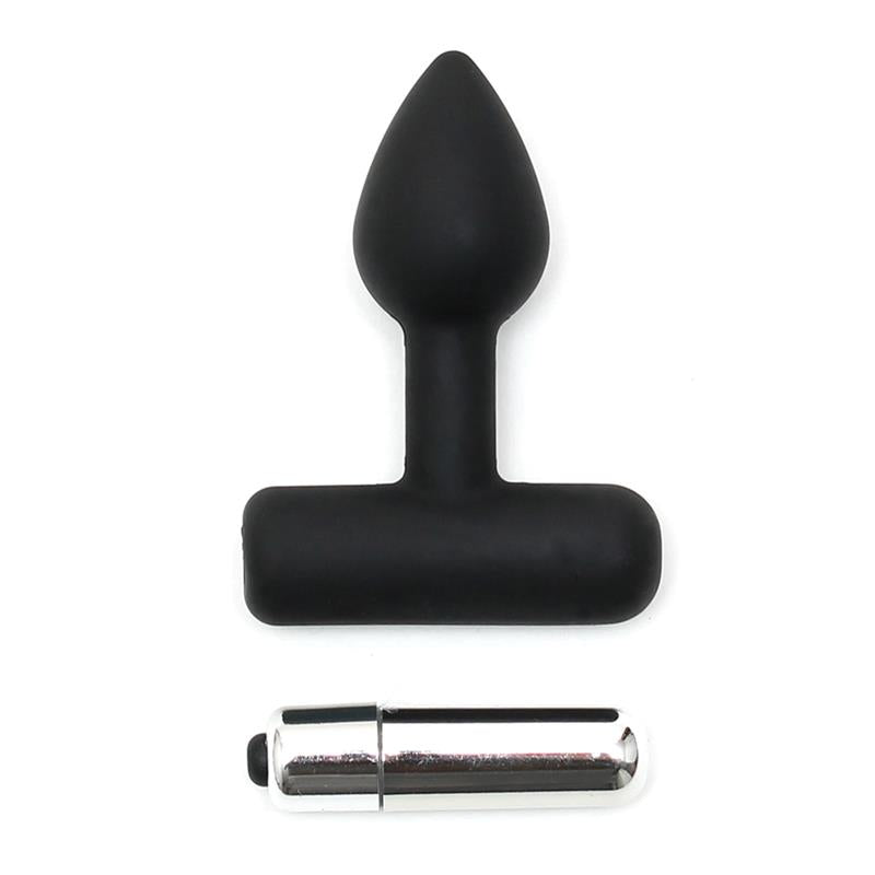 Rimba Latex Play Plug Anal con Bala Vibradora Color Negro