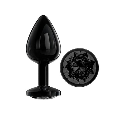 Blackgem Plug Anal Metalico con Joya Color Negro Talla M