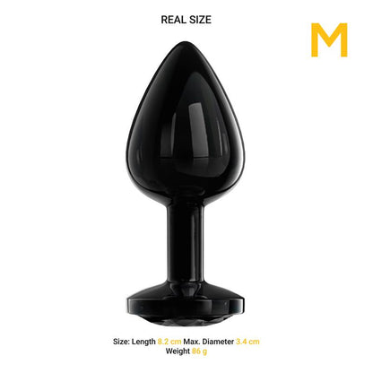 Blackgem Plug Anal Metalico con Joya Color Negro Talla M