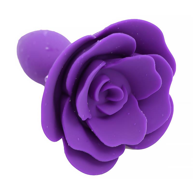 Plug Anal de Silicona con Rosa Purpura