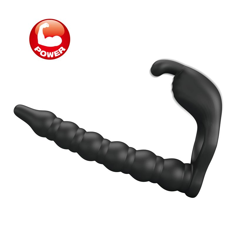 Blackney Anillo Vibrador con Plug Silicona Negro