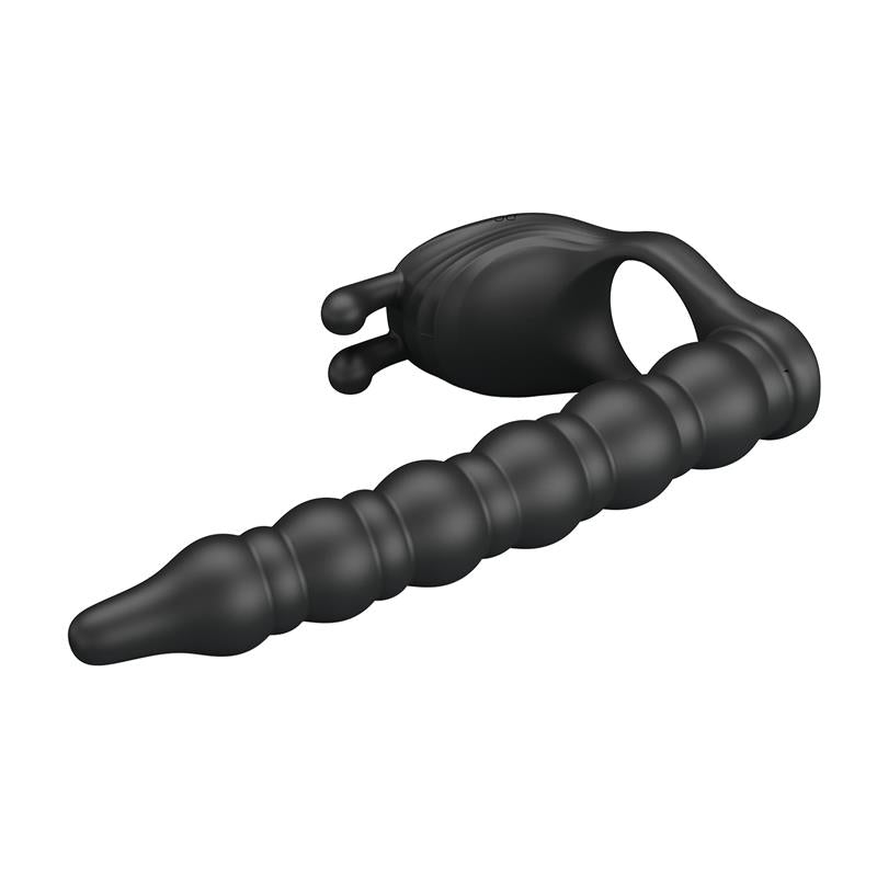 Blackney Anillo Vibrador con Plug Silicona Negro