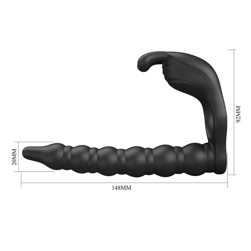 Blackney Anillo Vibrador con Plug Silicona Negro