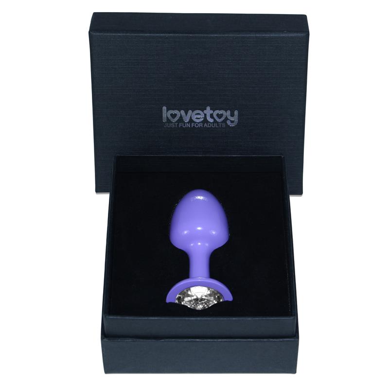 Plug Anal de Metal Purpura Rosebud con Joya Transparene