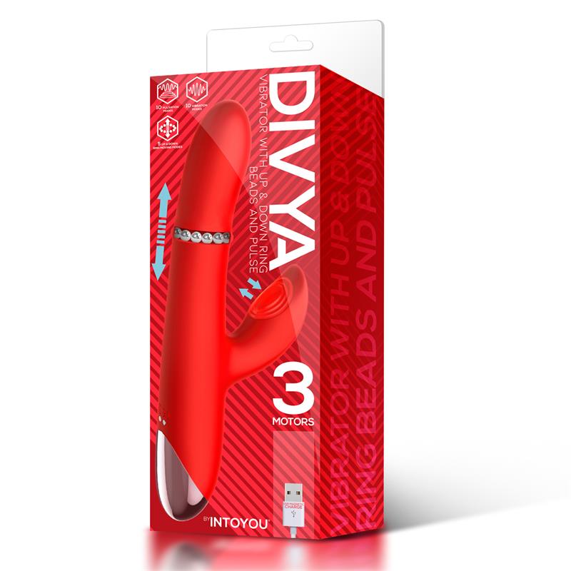 Divya Vibrador con Aro de Bolas Internas Up and Down y Pulsacion 3 Motores Independientes USB