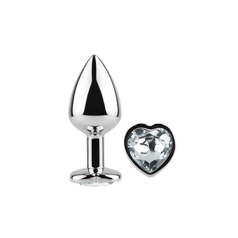 Plug Anal de Metal Corazon Transparente Talla S