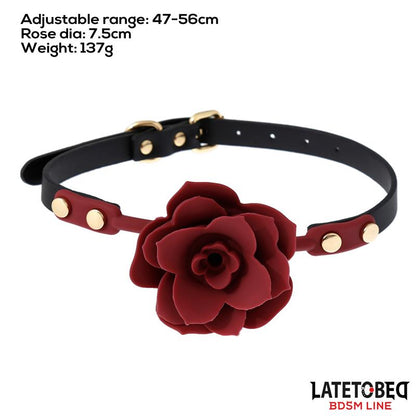 Mordaza Bola Silicona Transpitable Adorno Rosa Ajustable 47 56 cm