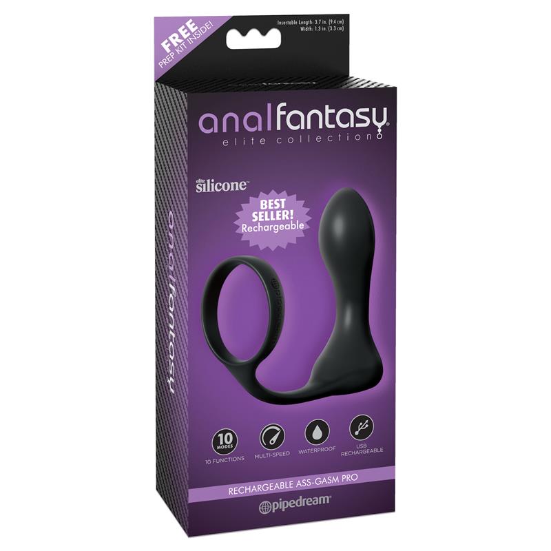 Anillo y Plug Anal Rechargeable Negro