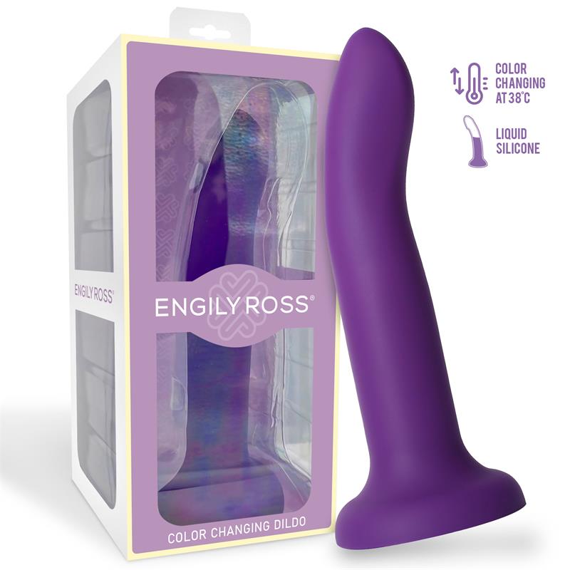 Dildo que Cambia de Color Pupura a Rosa Talla L 21 cm