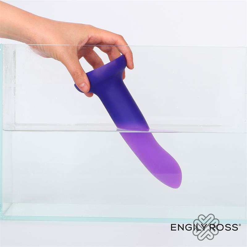 Dildo con Vibracion que Cambia de Color Azul a Purpura Talla M 17 cm