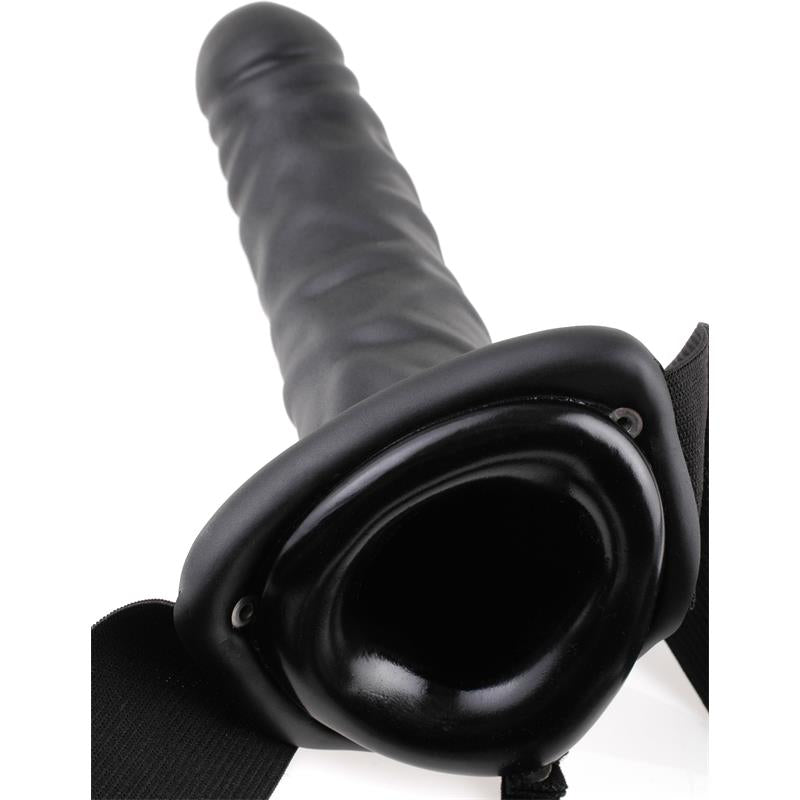 Arnes con Dildo Hueco y Vibracion 8 Negro