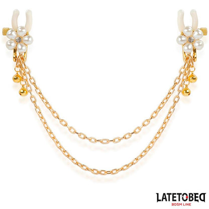 Pinzas para Pezones con Cadena y Flor de Perlas