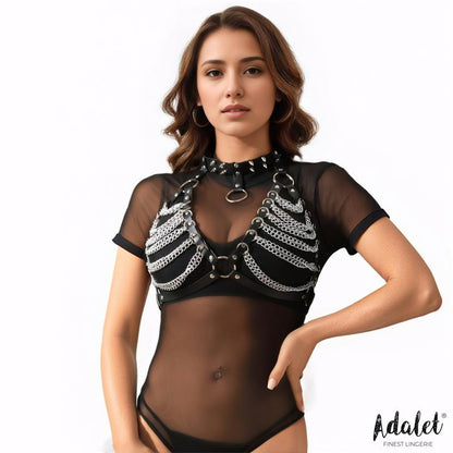 Zaira Sujetador Cuero Vegano con Cadenas Talla unica