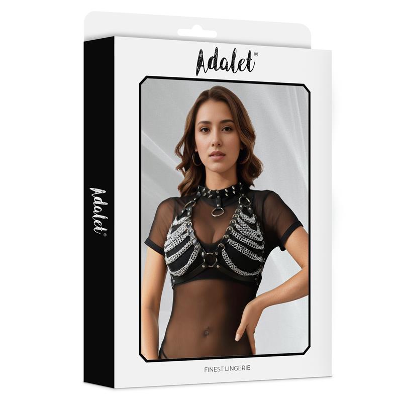 Zaira Sujetador Cuero Vegano con Cadenas Talla unica