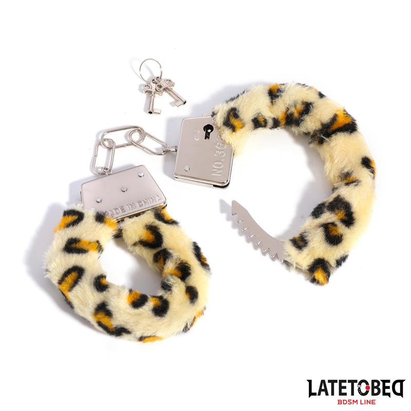 Esposas de Metal Furry con Pelo Animal Print Leopardo