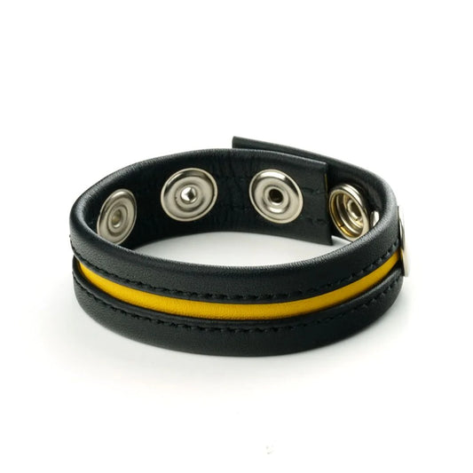 cockring ajustable de cuero Negro/amarillo