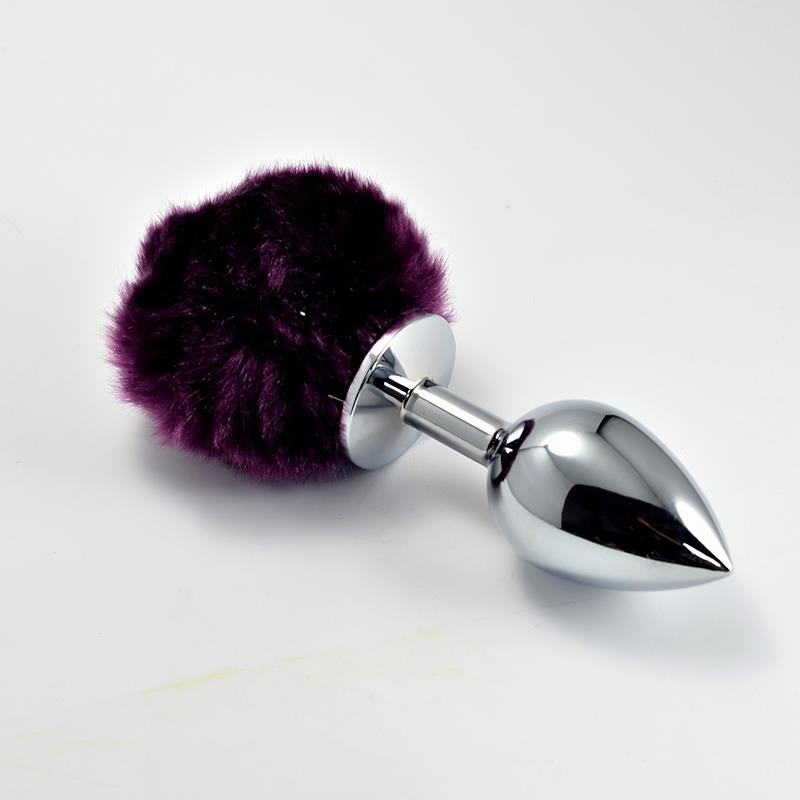 Plug Anal de Metal con Pompon Purpura Talla S