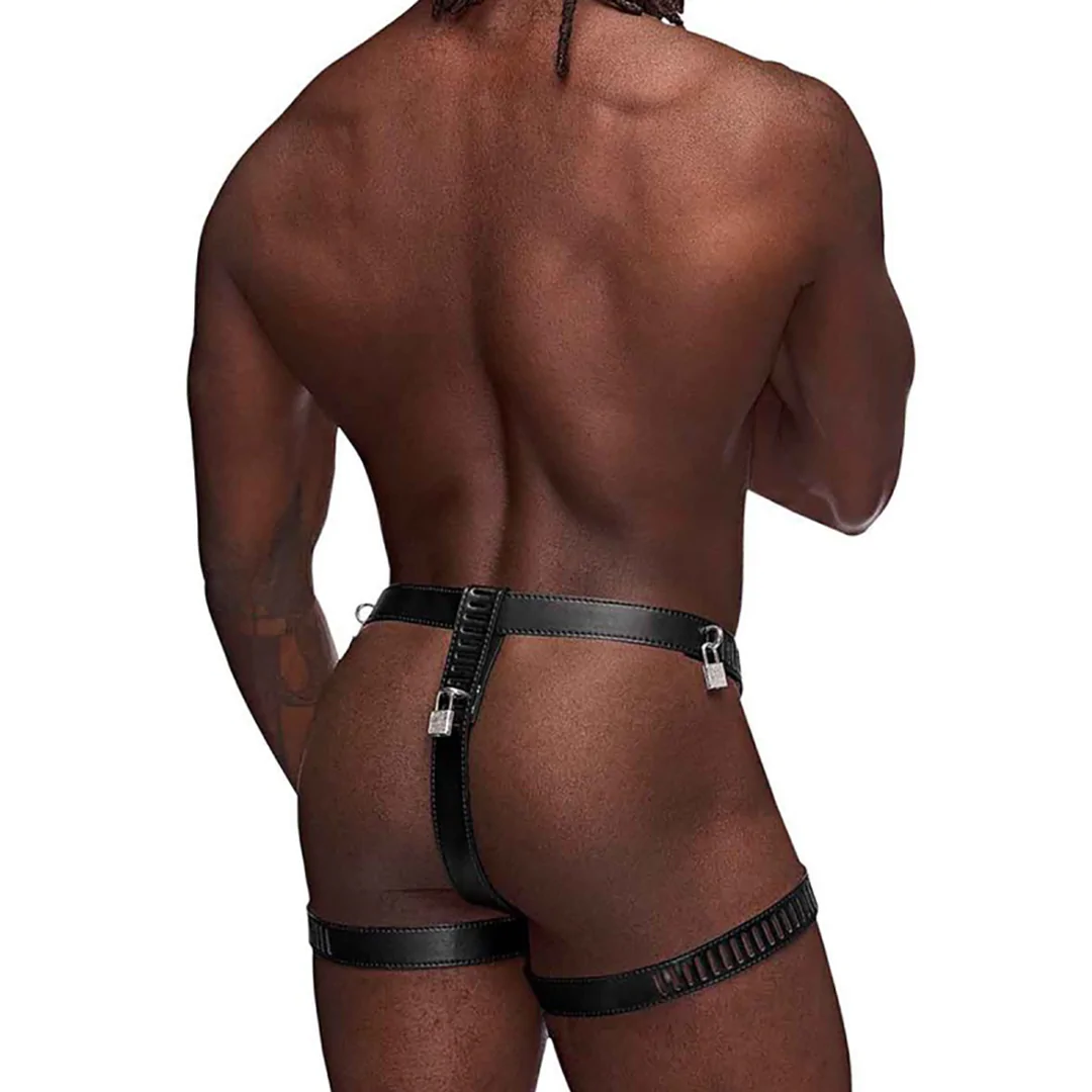 Scorpio - Tanga de Castidad de Imitación Cuero - Talla Única - Negro