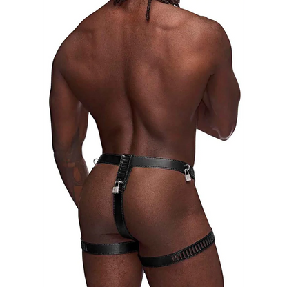 Scorpio - Tanga de Castidad de Imitación Cuero - Talla Única - Negro