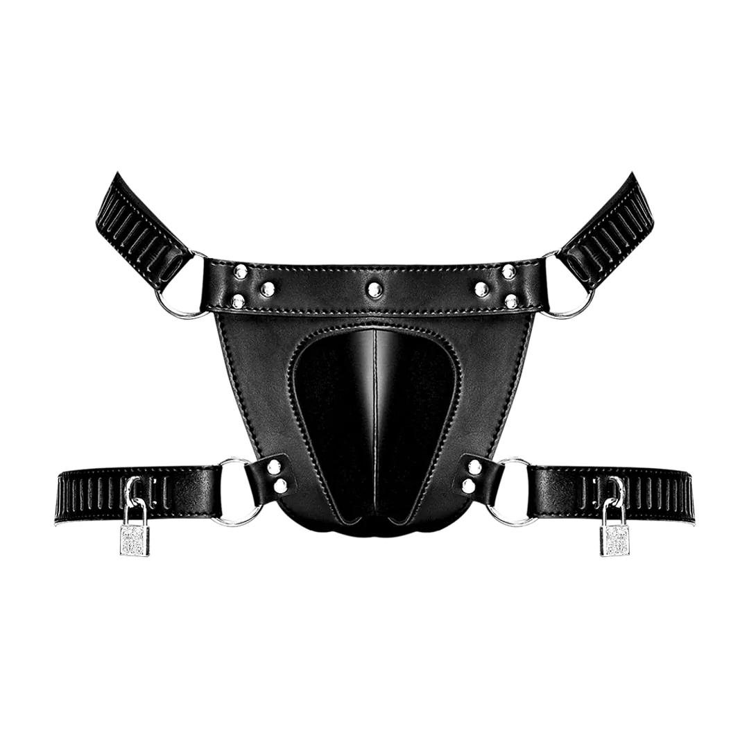 Scorpio - Tanga de Castidad de Imitación Cuero - Talla Única - Negro
