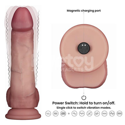 Dildo con Vibracion Piel Deslizante Silicona Dual Layer 8