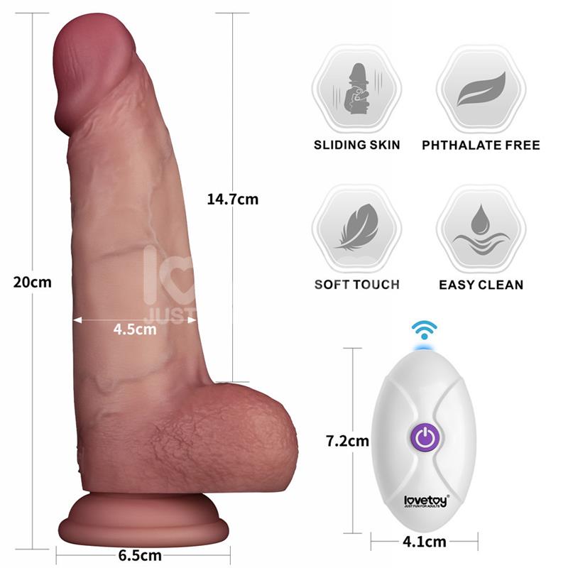 Dildo con Vibracion Piel Deslizante Silicona Dual Layer 8