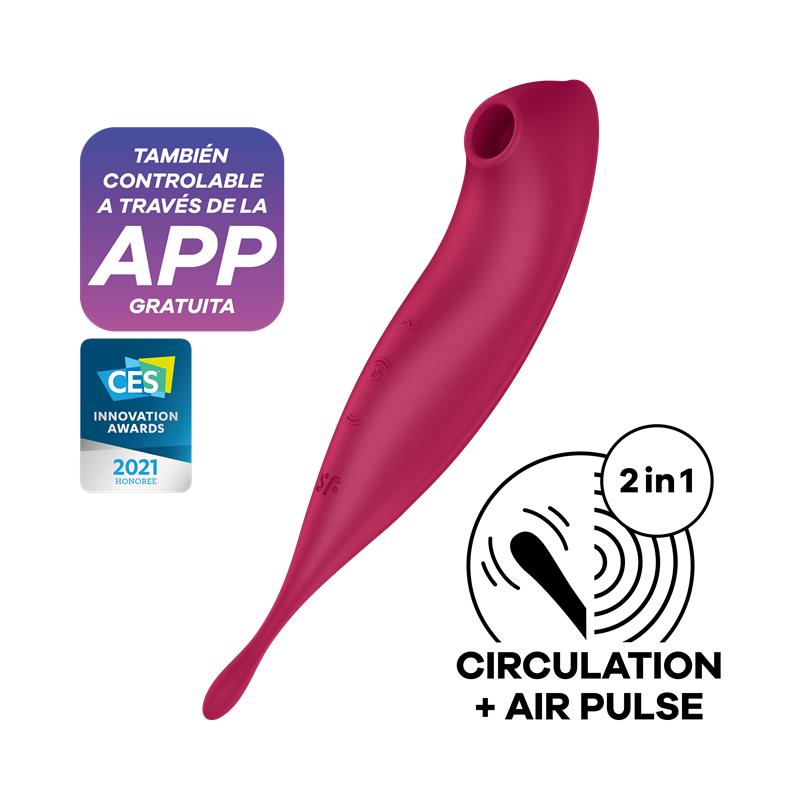 Twirling Pro Succionador y Vibrador APP Satisfyer Connect Dark Red