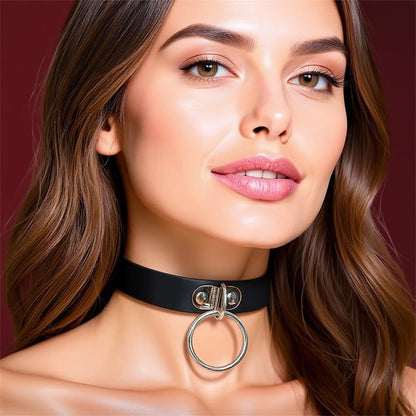 Collar con Aro Cuero Vegano Talla unica