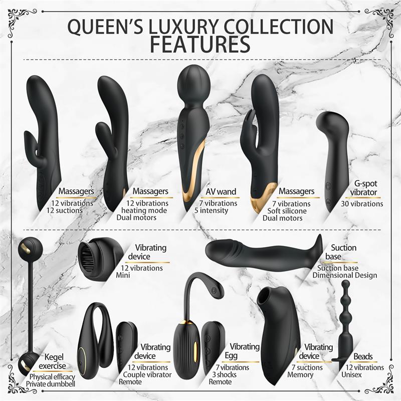 Luxury Set Queens 12 Juguetes Negro y Oro 18k