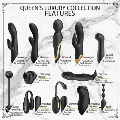 Luxury Set Queens 12 Juguetes Negro y Oro 18k