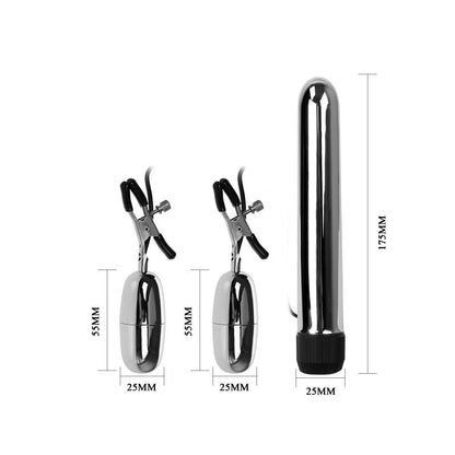 Baile Set Bala Vibrador y Pinzas para Pezones con Vibracion Turbo