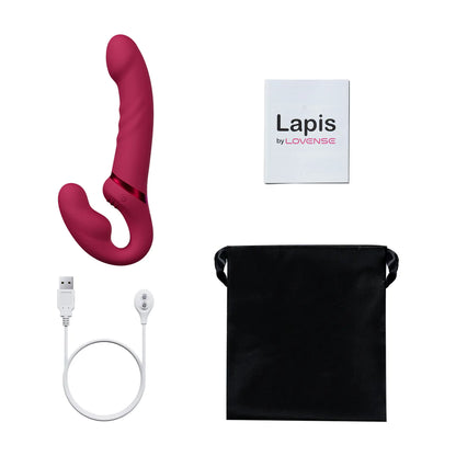 Lapis - Consolador vibrador de doble extremo sin tirantes, controlado por app - Rojo