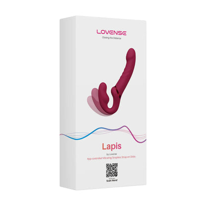 Lapis - Consolador vibrador de doble extremo sin tirantes, controlado por app - Rojo