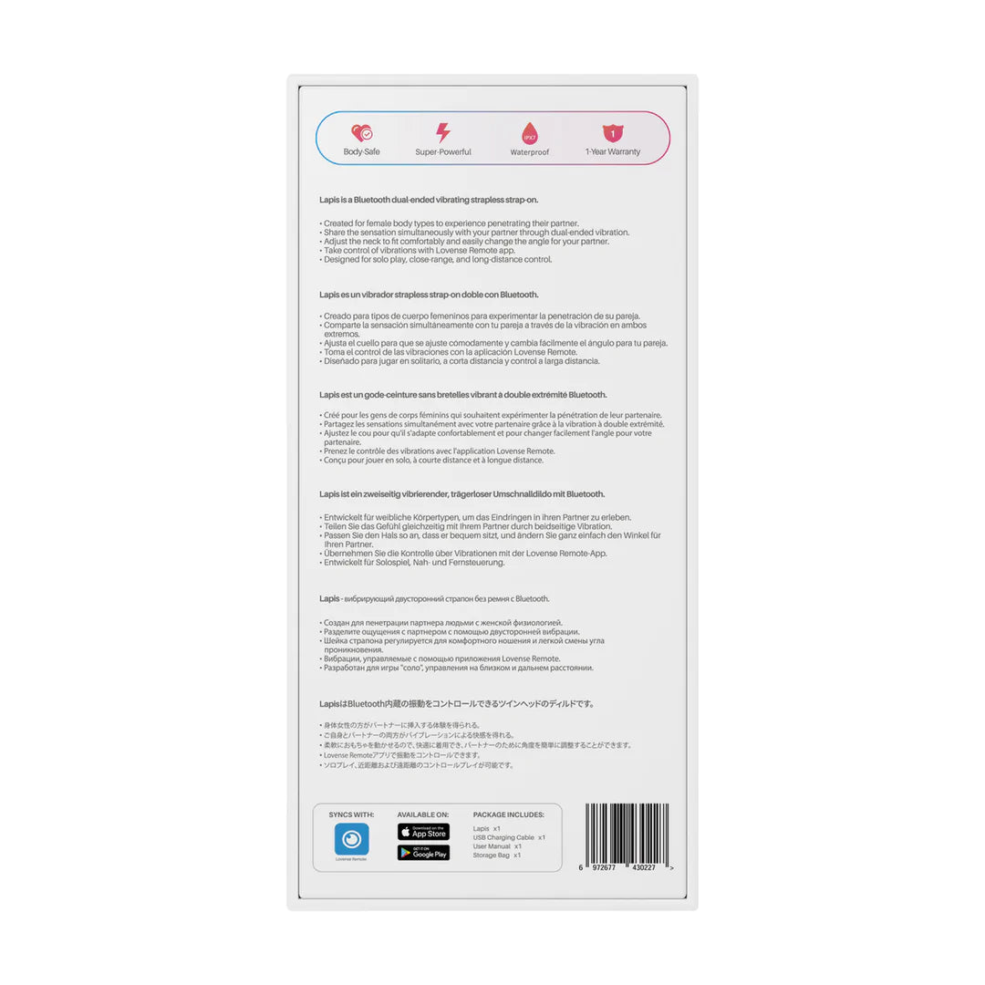 Lapis - Consolador vibrador de doble extremo sin tirantes, controlado por app - Rojo
