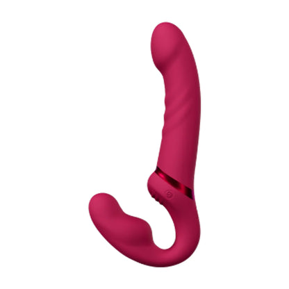 Lapis - Consolador vibrador de doble extremo sin tirantes, controlado por app - Rojo