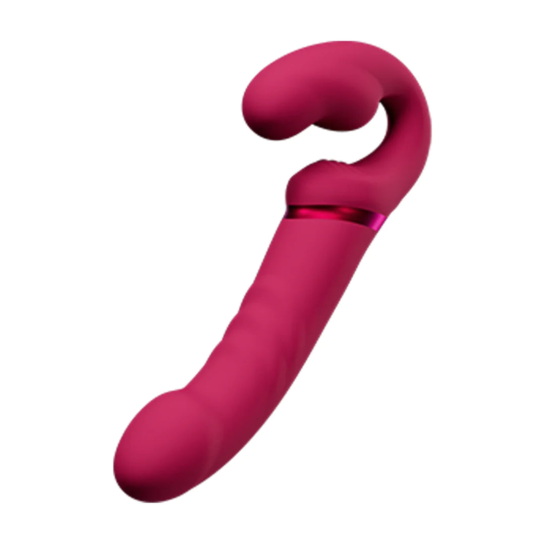 Lapis - Consolador vibrador de doble extremo sin tirantes, controlado por app - Rojo