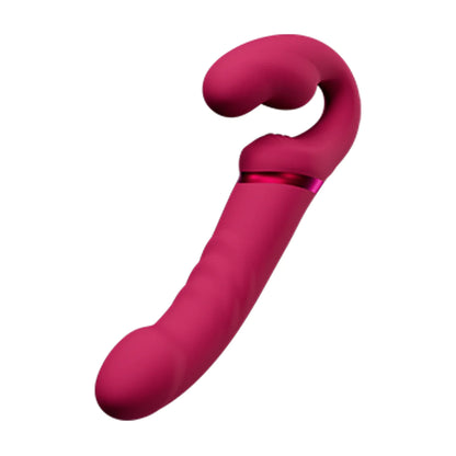 Lapis - Consolador vibrador de doble extremo sin tirantes, controlado por app - Rojo