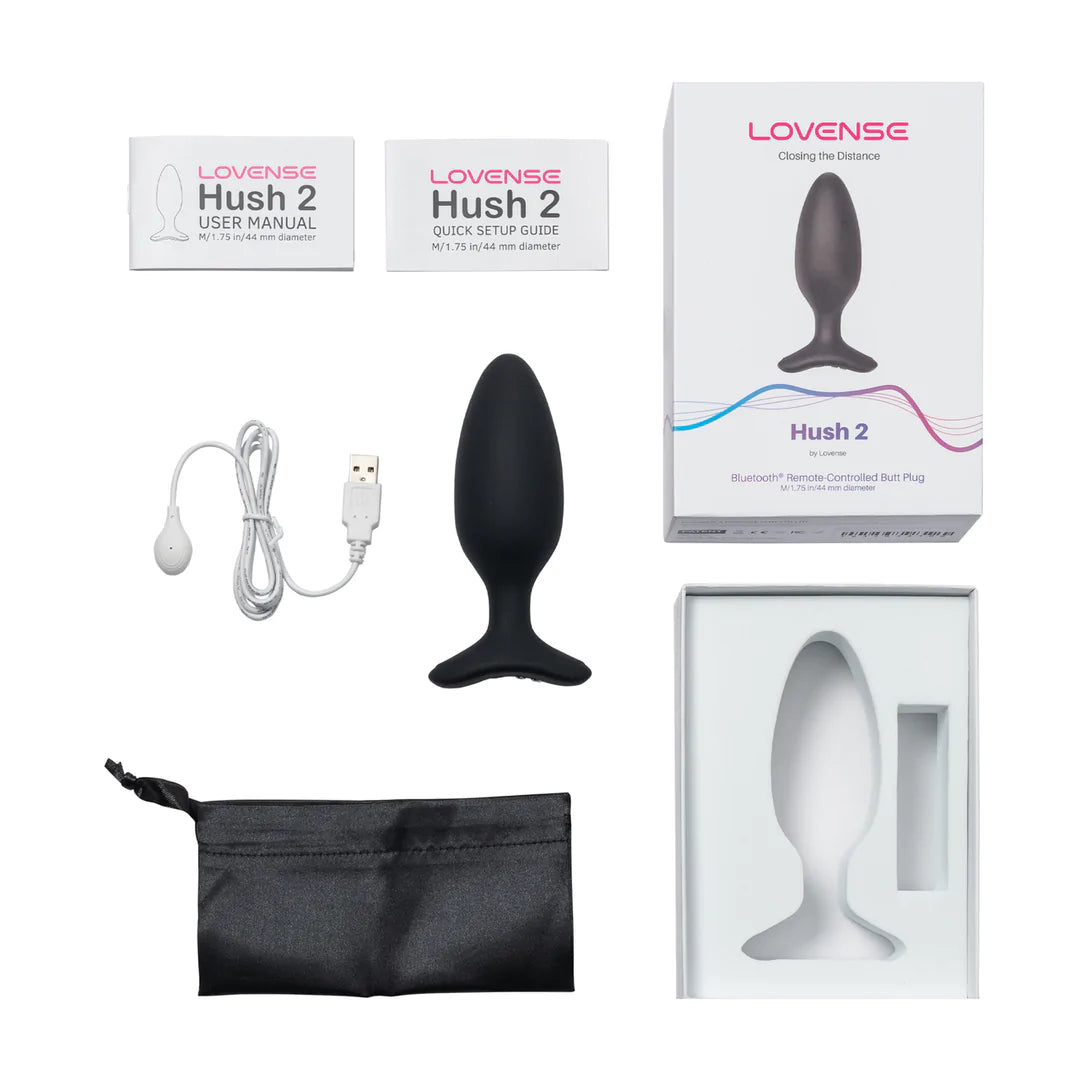 Hush 2 - Plug vibrador controlado por app - 4,4 cm - Negro