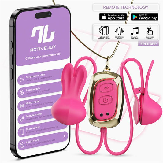 Tickly Pinzas para Pezones con Vibracion Control y Collar con APP
