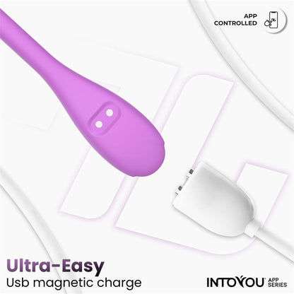 Logan Huevo Vibrador con APP Silicona Unibody Purpura