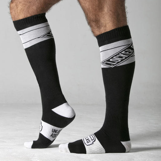 Calcetines deportivos altos negro/blanco talla unica