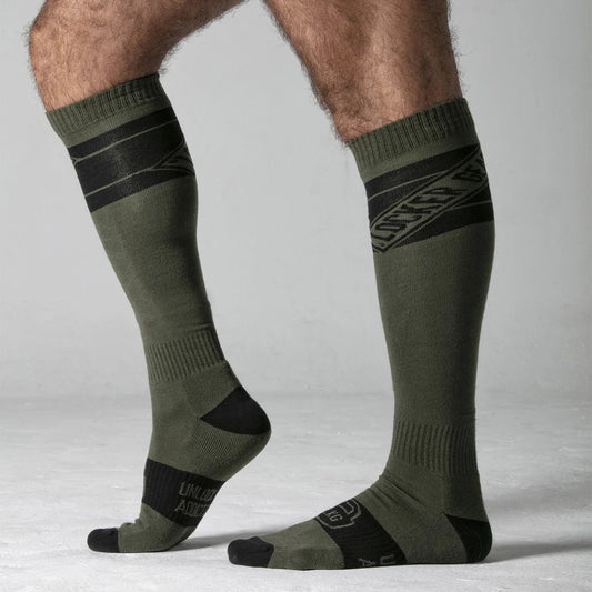 Calcetines deportivos altos verde/negro talla unica