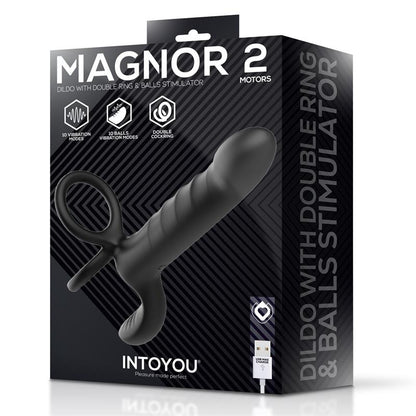 Magnor Dildo con Anillo Doble y Estimulador de Testiculos
