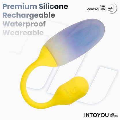 NexEgg Huevo Vibrador Doble Capa Silicona App Amarillo Purpura